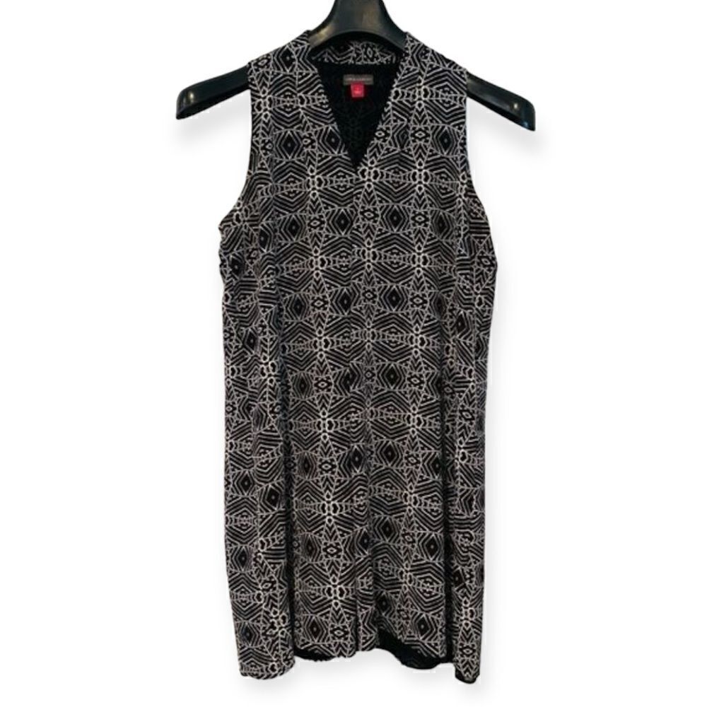 Vince Camuto Sleeveless Yoruba Graphic Invert Pleat Dress Size Small